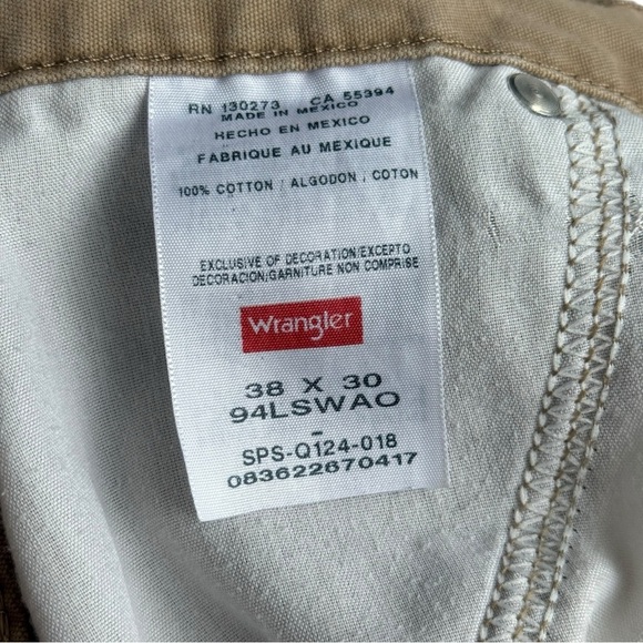 Wrangle Carpenter Cargo Pants Size 38 x 30 Tan Brown Cotton Workwear Utility - Picture 5 of 6